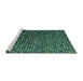 Sideview of Machine Washable Abstract Turquoise Modern Area Rugs, wshabs4458turq