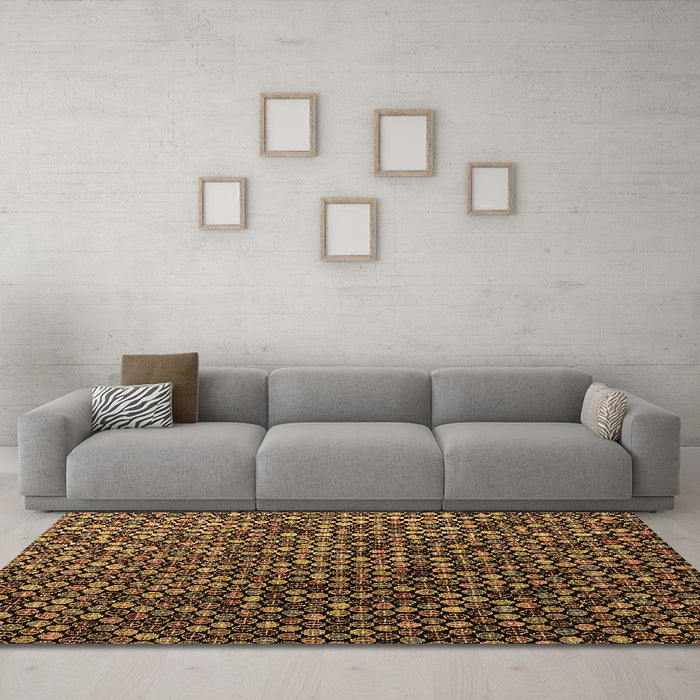 Machine Washable Abstract Brown Modern Rug in a Living Room,, wshabs4458brn