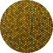 Round Machine Washable Abstract Yellow Modern Rug, wshabs4458yw