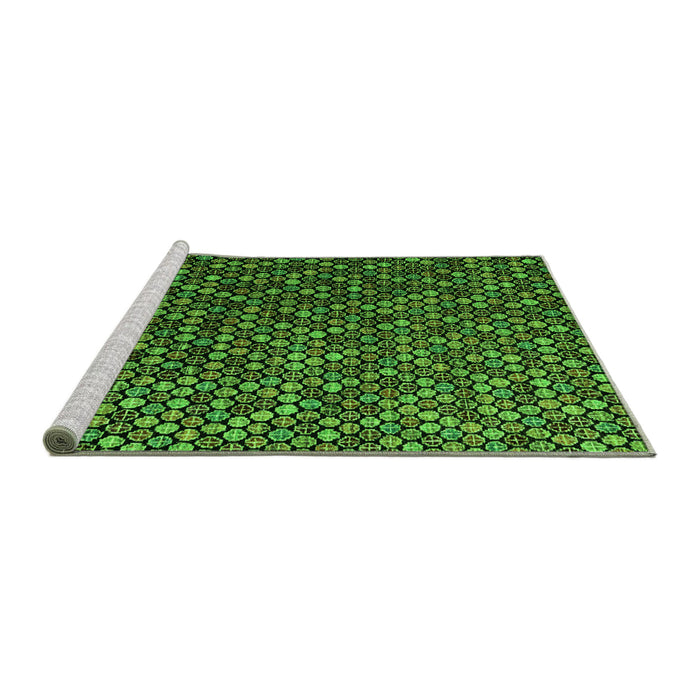 Sideview of Machine Washable Abstract Green Modern Area Rugs, wshabs4458grn