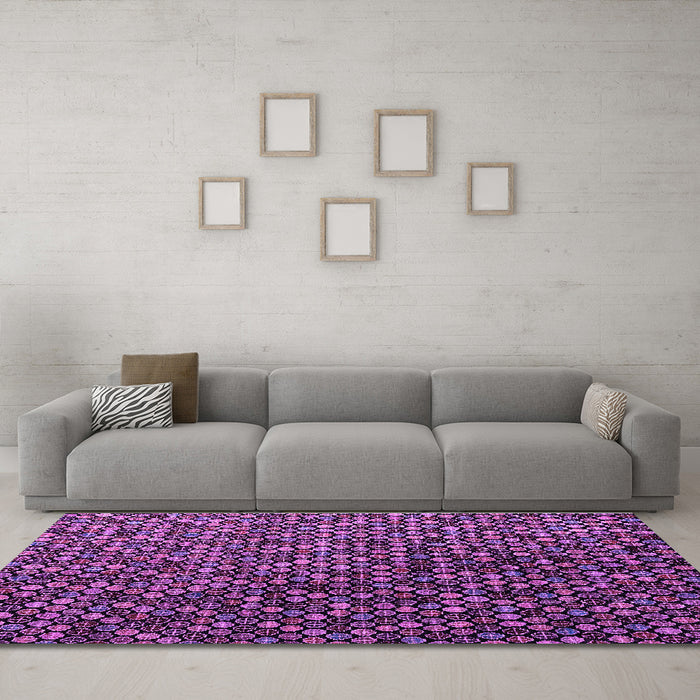 Machine Washable Abstract Purple Modern Area Rugs in a Living Room, wshabs4458pur