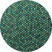 Round Abstract Turquoise Modern Rug, abs4458turq