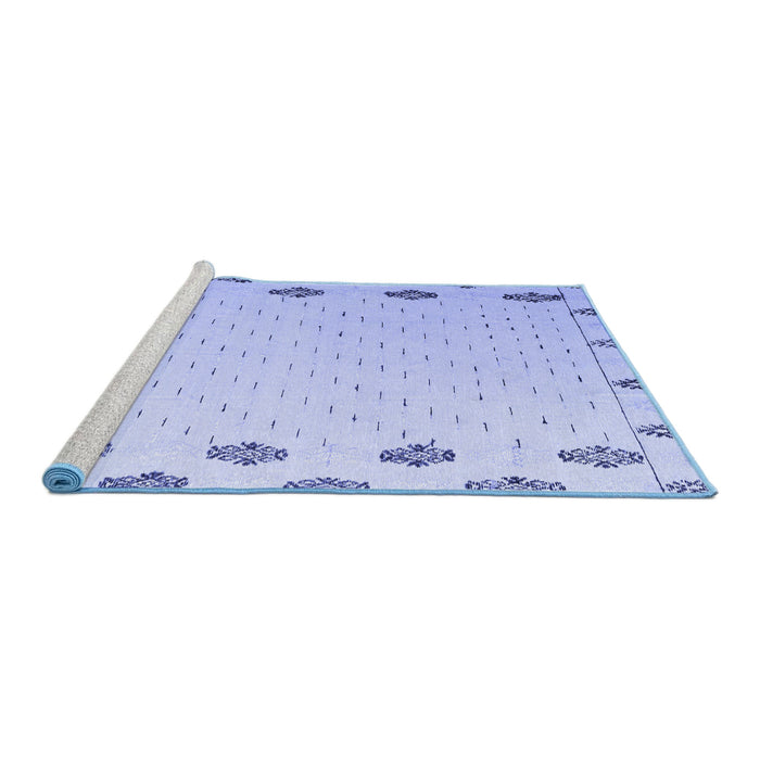 Sideview of Machine Washable Solid Blue Modern Rug, wshabs4459blu