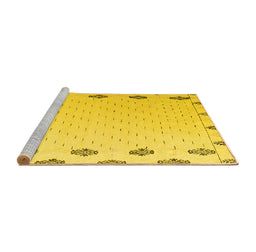 Sideview of Machine Washable Solid Yellow Modern Rug, wshabs4459yw