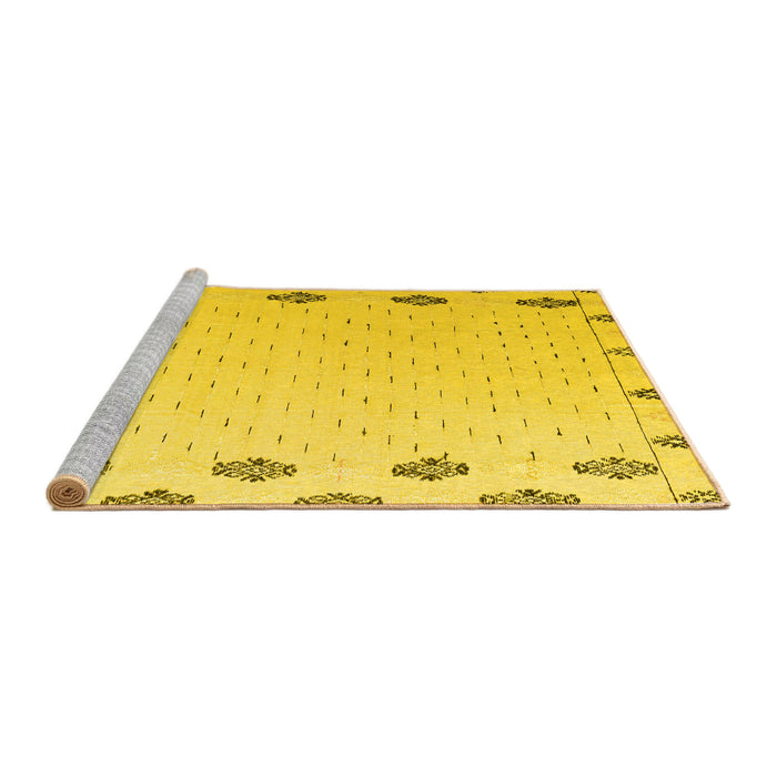 Sideview of Machine Washable Solid Yellow Modern Rug, wshabs4459yw