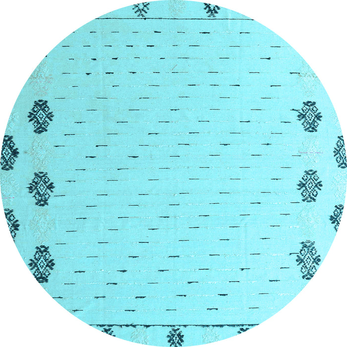 Round Machine Washable Solid Light Blue Modern Rug, wshabs4459lblu