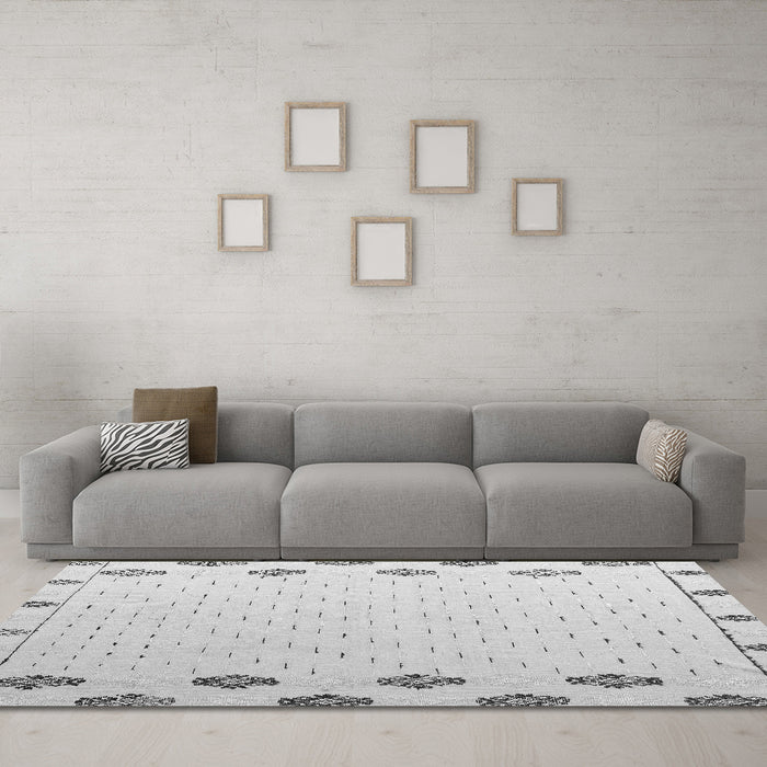 Machine Washable Solid Gray Modern Rug in a Living Room,, wshabs4459gry