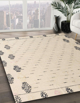 Abstract Light Orange Gold Solid Rug in Family Room, abs4459