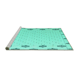 Sideview of Machine Washable Solid Turquoise Modern Area Rugs, wshabs4459turq