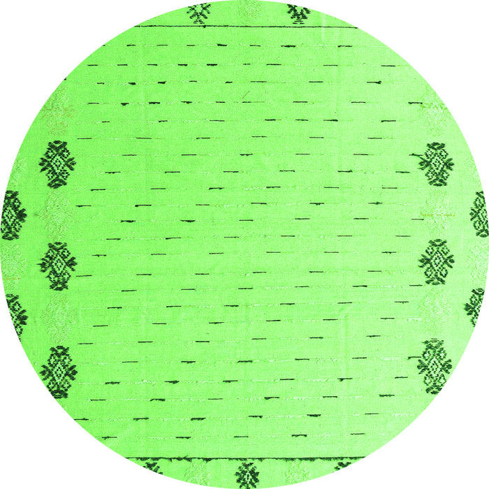 Round Machine Washable Solid Green Modern Area Rugs, wshabs4459grn