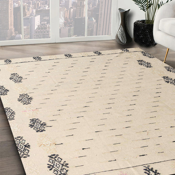 Abstract Light Orange Gold Solid Rug in Family Room, abs4459