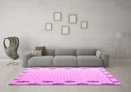 Machine Washable Solid Pink Modern Rug in a Living Room, wshabs4459pnk