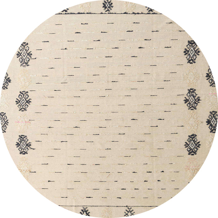 Round Abstract Light Orange Gold Solid Rug, abs4459