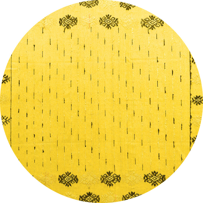 Round Solid Yellow Modern Rug, abs4459yw