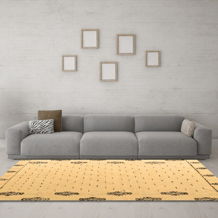 Machine Washable Solid Brown Modern Rug in a Living Room,, wshabs4459brn