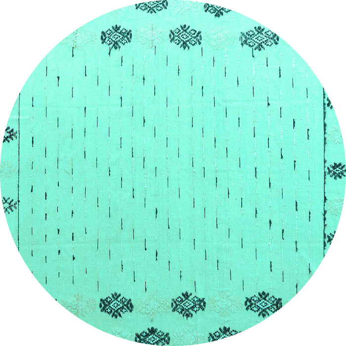 Round Solid Turquoise Modern Rug, abs4459turq