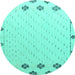 Round Solid Turquoise Modern Rug, abs4459turq