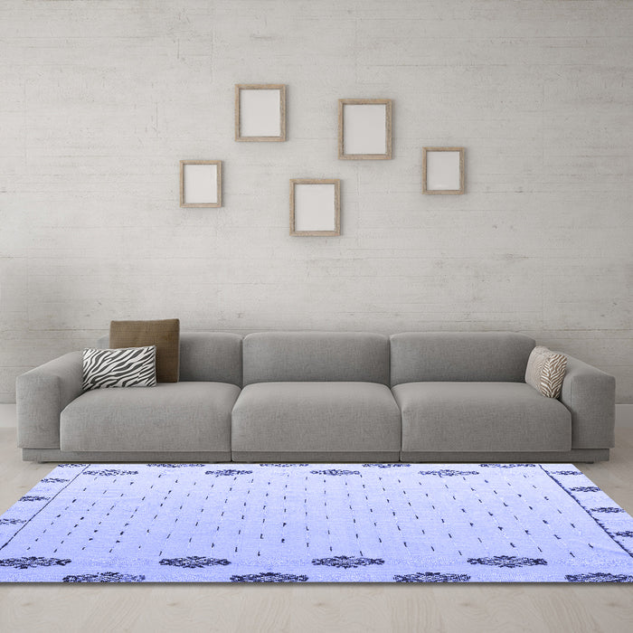 Machine Washable Solid Blue Modern Rug in a Living Room, wshabs4459blu