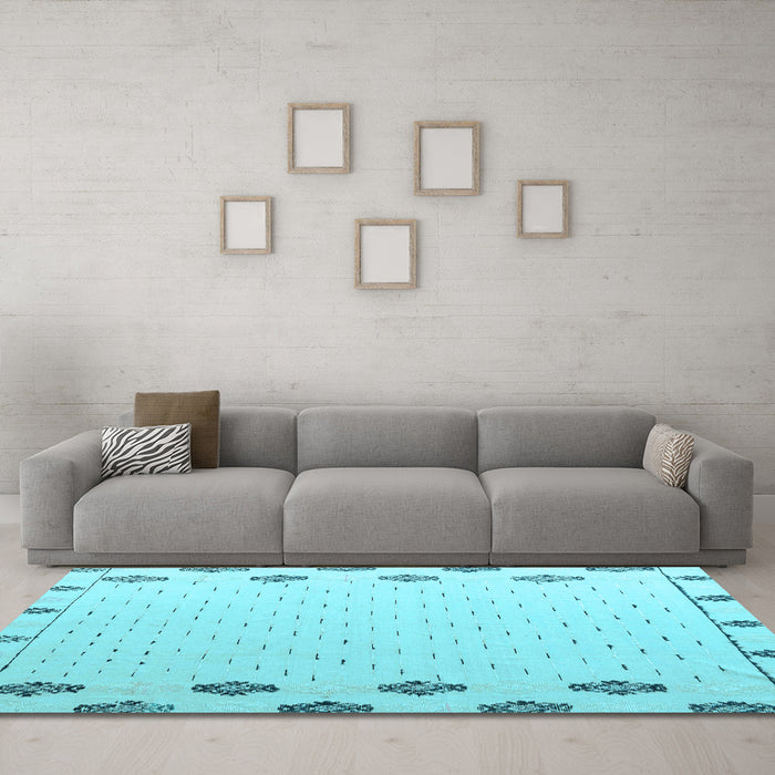 Machine Washable Solid Light Blue Modern Rug in a Living Room, wshabs4459lblu