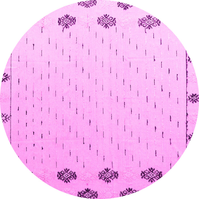 Round Machine Washable Solid Pink Modern Rug, wshabs4459pnk