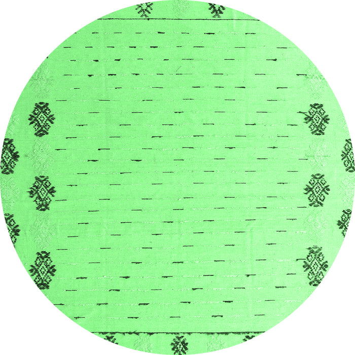 Round Machine Washable Solid Emerald Green Modern Area Rugs, wshabs4459emgrn