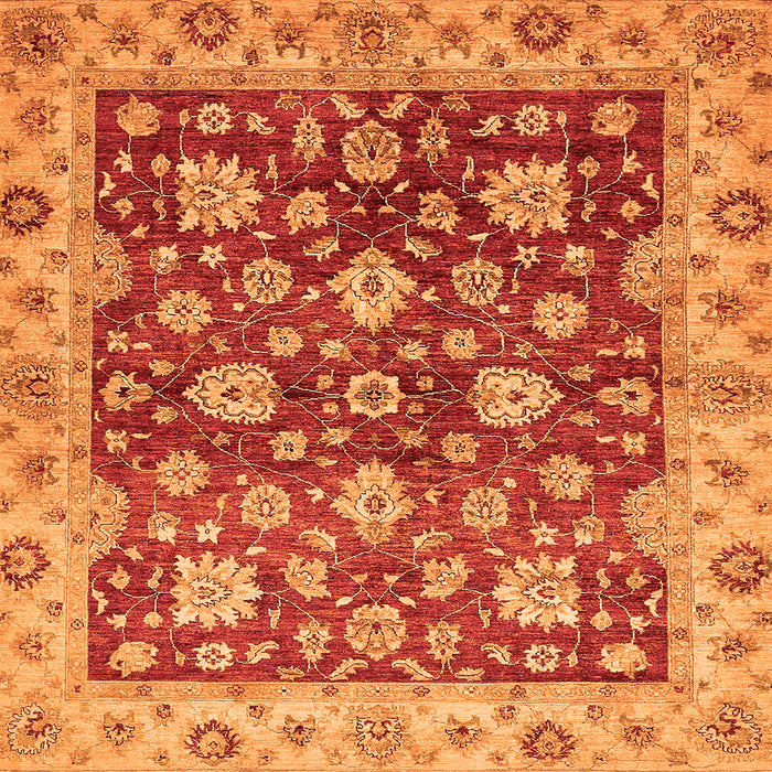 Square Oriental Orange Traditional Rug, abs445org