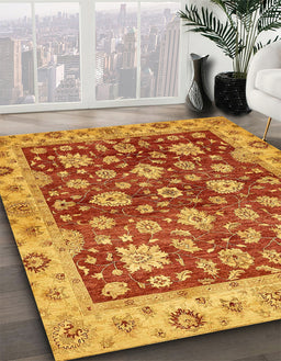 Abstract Orange Oriental Rug in Family Room, abs445