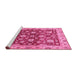 Sideview of Machine Washable Oriental Pink Traditional Rug, wshabs445pnk