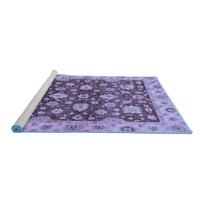Sideview of Machine Washable Oriental Blue Traditional Rug, wshabs445blu