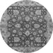 Round Machine Washable Oriental Gray Traditional Rug, wshabs445gry