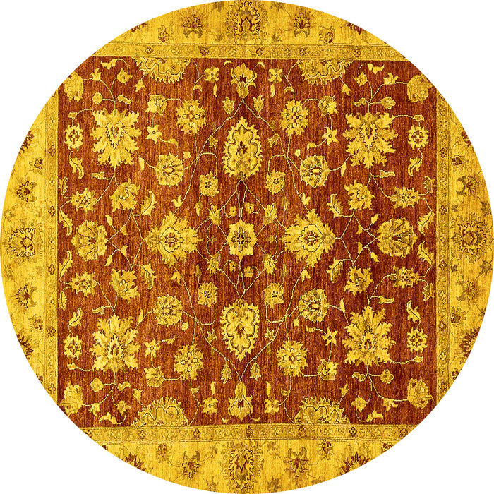 Round Oriental Yellow Traditional Rug, abs445yw