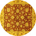 Round Oriental Yellow Traditional Rug, abs445yw