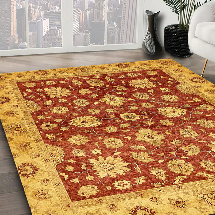Abstract Orange Oriental Rug in Family Room, abs445