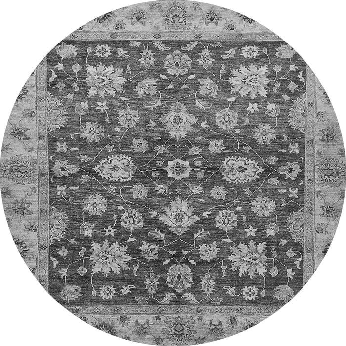 Round Oriental Gray Traditional Rug, abs445gry