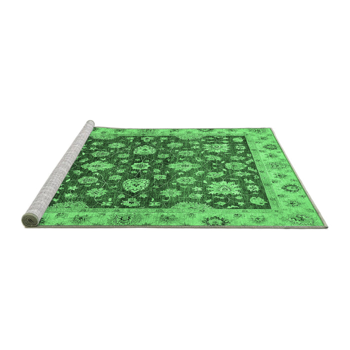 Sideview of Machine Washable Oriental Emerald Green Traditional Area Rugs, wshabs445emgrn