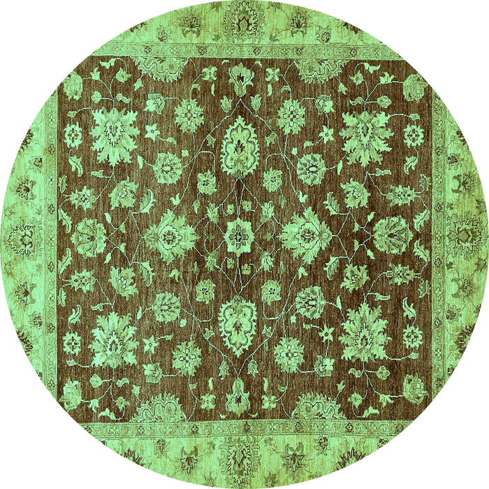 Round Machine Washable Oriental Turquoise Traditional Area Rugs, wshabs445turq