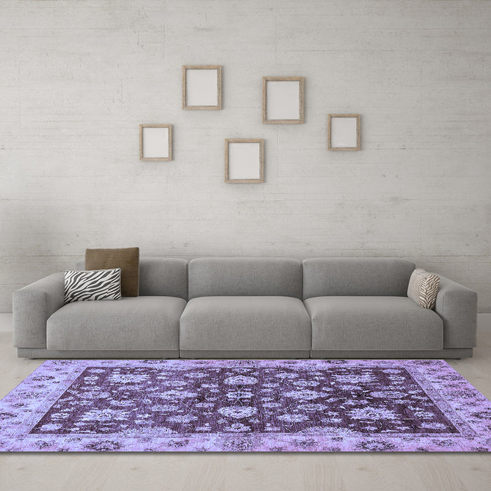 Machine Washable Oriental Blue Traditional Rug in a Living Room, wshabs445blu