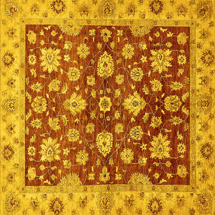 Square Machine Washable Oriental Yellow Traditional Rug, wshabs445yw