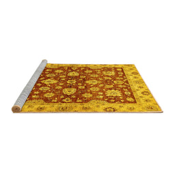 Sideview of Machine Washable Oriental Yellow Traditional Rug, wshabs445yw