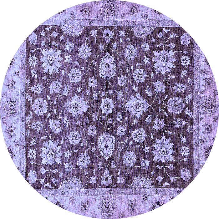 Round Oriental Blue Traditional Rug, abs445blu