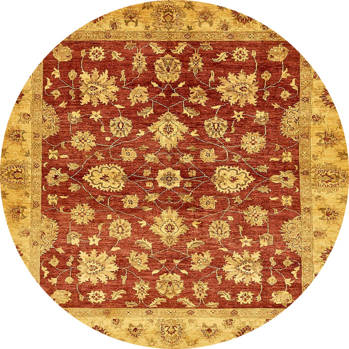 Round Abstract Orange Oriental Rug, abs445