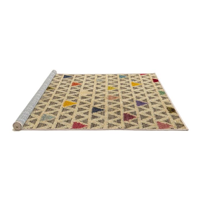 Sideview of Machine Washable Abstract Brown Gold Rug, wshabs4460