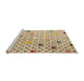 Sideview of Machine Washable Abstract Brown Gold Rug, wshabs4460