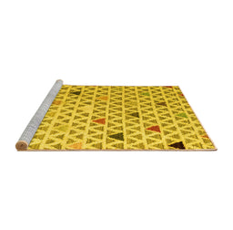 Sideview of Machine Washable Abstract Yellow Modern Rug, wshabs4460yw