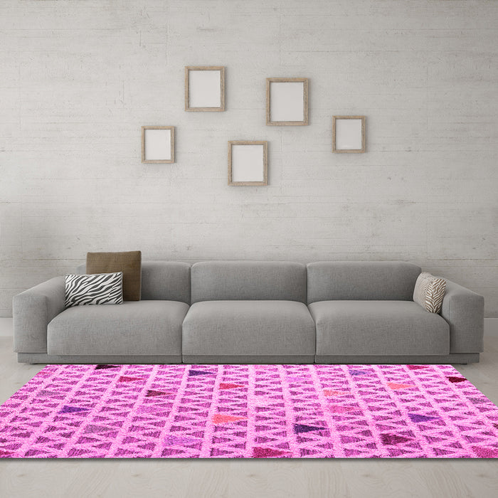 Machine Washable Abstract Pink Modern Rug in a Living Room, wshabs4460pnk