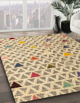 Abstract Brown Gold Modern Rug in Family Room, abs4460