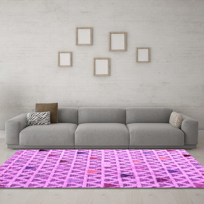 Machine Washable Abstract Purple Modern Area Rugs in a Living Room, wshabs4460pur