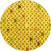 Round Machine Washable Abstract Yellow Modern Rug, wshabs4460yw