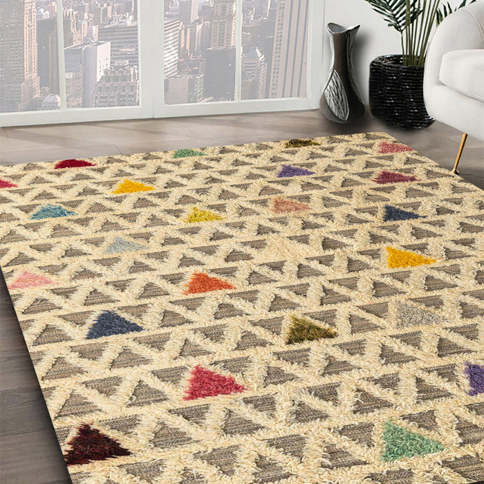 Abstract Brown Gold Modern Rug in Family Room, abs4460