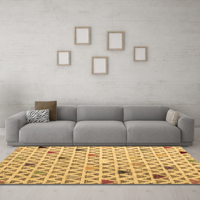 Machine Washable Abstract Brown Modern Rug in a Living Room,, wshabs4460brn